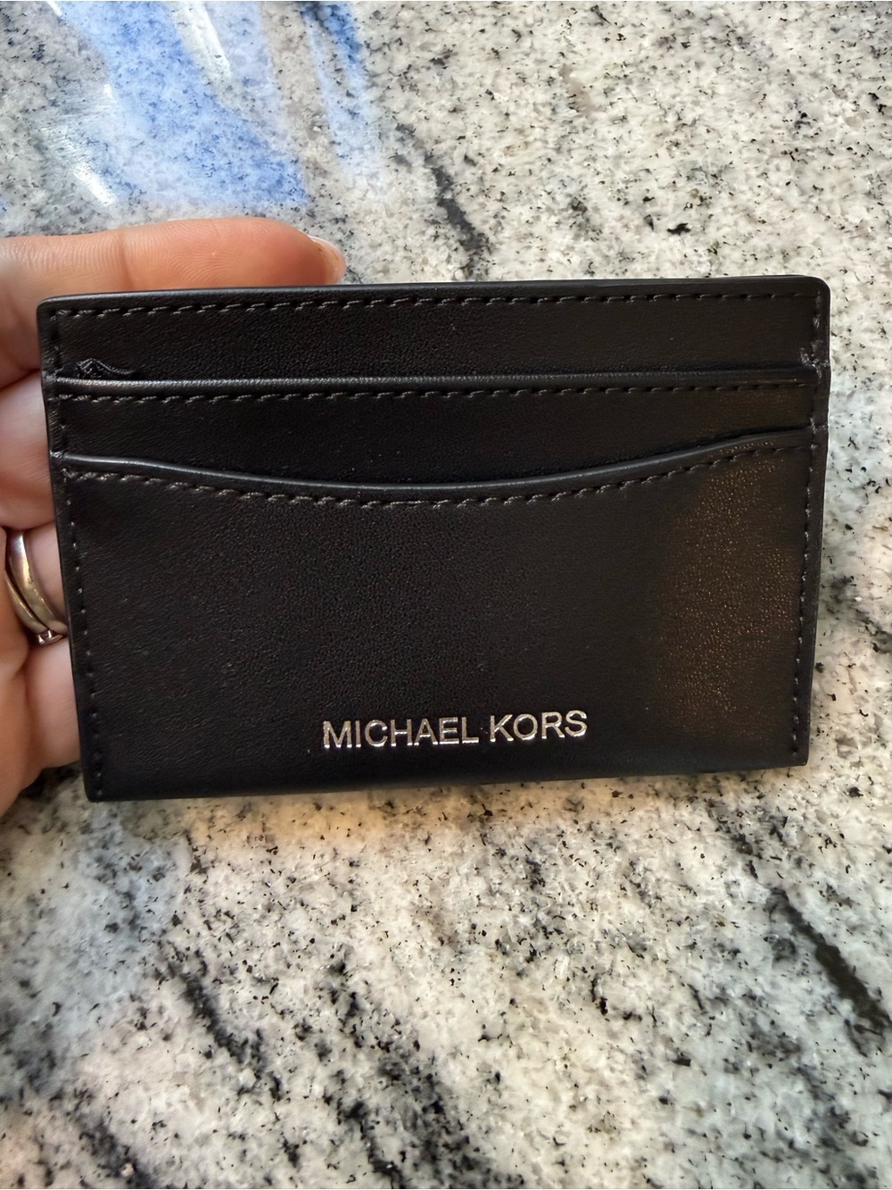 Michael Kors Black Leather Slim Card Wallet